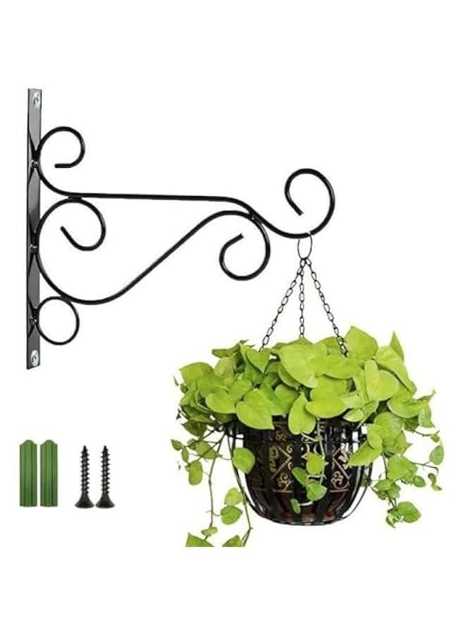 Generic Hanging Plant Brackets, 10 inch Bird Feeder Wall Hooks, Metal Hanging Brackets for Plants Lantern Wind Chimes Flower Basket (Black)  - Image 1