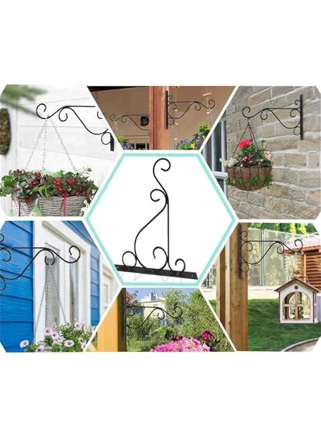 Generic Hanging Plant Brackets, 10 inch Bird Feeder Wall Hooks, Metal Hanging Brackets for Plants Lantern Wind Chimes Flower Basket (Black)  - Image 2