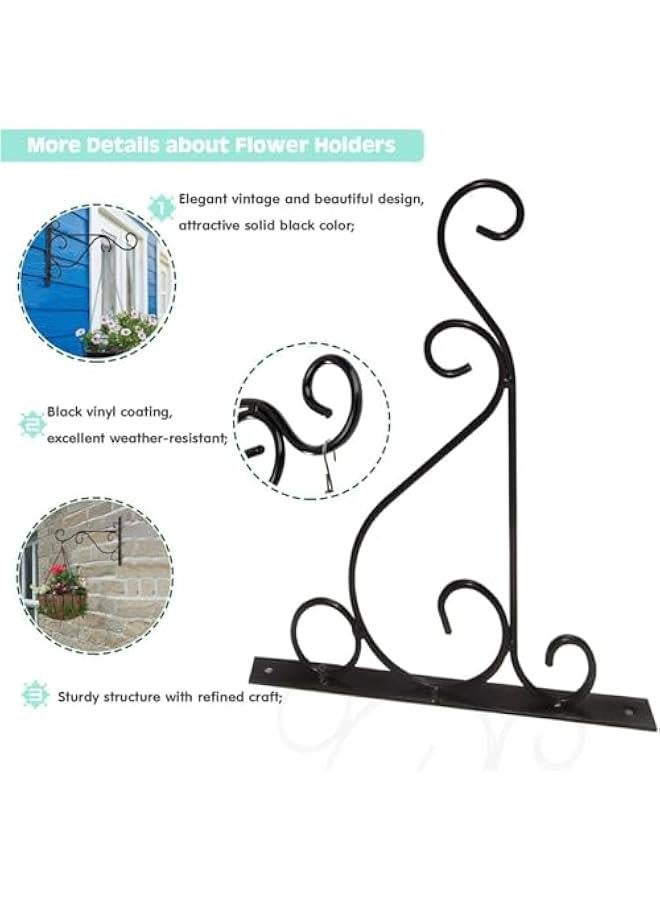 Generic Hanging Plant Brackets, 10 inch Bird Feeder Wall Hooks, Metal Hanging Brackets for Plants Lantern Wind Chimes Flower Basket (Black)  - Image 4