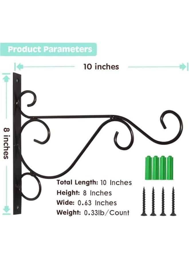 Generic Hanging Plant Brackets, 10 inch Bird Feeder Wall Hooks, Metal Hanging Brackets for Plants Lantern Wind Chimes Flower Basket (Black)  - Image 5