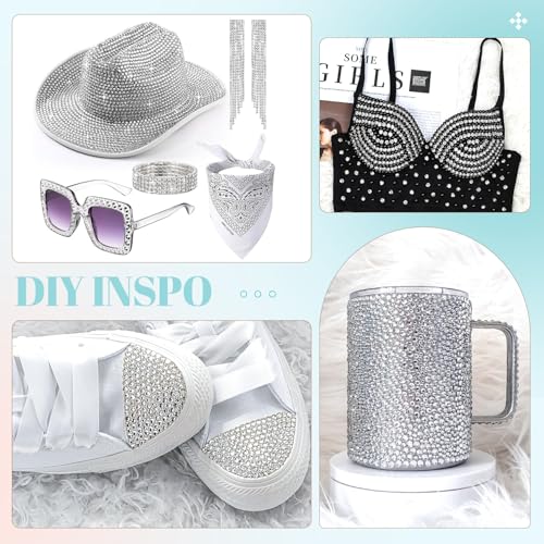 TINKRSTUFF 12100Pcs Silver Clear Rhinestones for Crafting with B7000 Jewelry Glue, 2 Boxes Resin Flatback Crystals Diamonds for Bedazzling Crafts DIY Clothing Shoes，Gems for Nail Art Makeup - Image 5