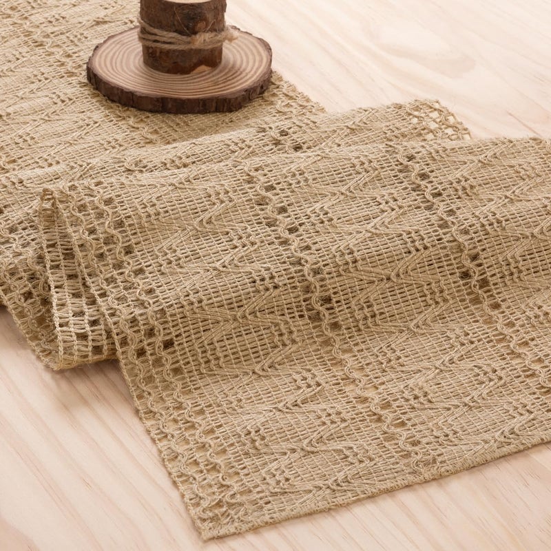 MLMW Boho Table Runner 36 inches Small Coffee Table Runner Rustic Burlap Macrame Jute Table Runner Dresser Runners for Bedroom Living Room Home Decor - Image 4