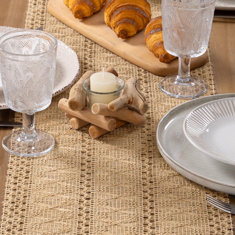 MLMW Boho Table Runner 36 inches Small Coffee Table Runner Rustic Burlap Macrame Jute Table Runner Dresser Runners for Bedroom Living Room Home Decor - Image 5