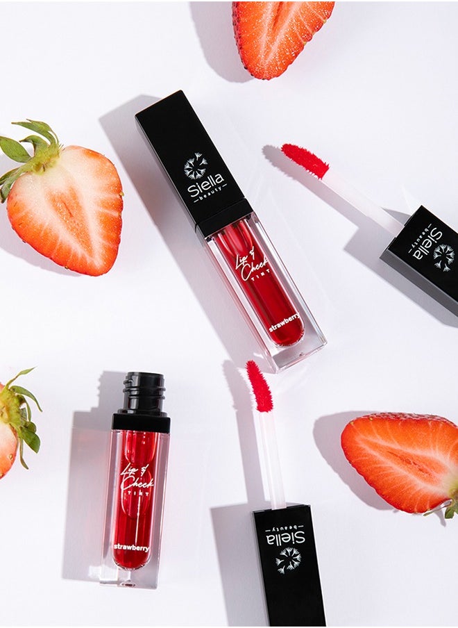Lip and cheek tint Strawberry Nourishes Hydrates Dry Chapped Lips, Blush for Women  Made In Italy