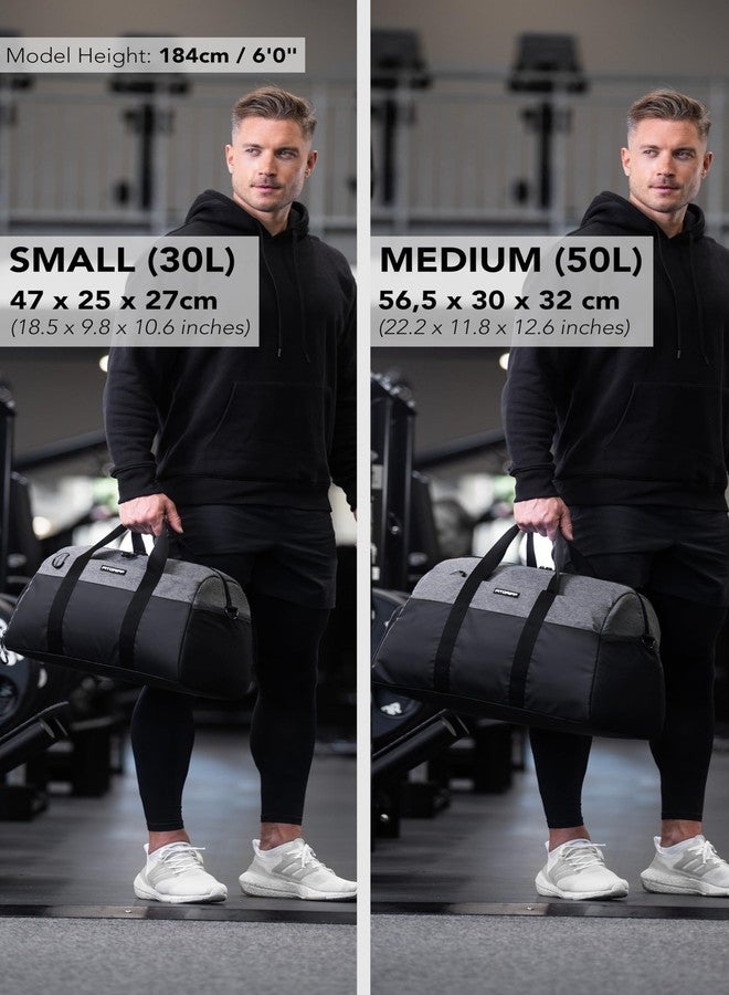 Fitgriff® Sports Bag & Travel Bag V2 for Men and Women - with Shoe Compartment & Wet Compartment - Bag for Sports, Fitness, Travel - Training Bag, Gym Bag, (Black/Grey, Small) - Image 4