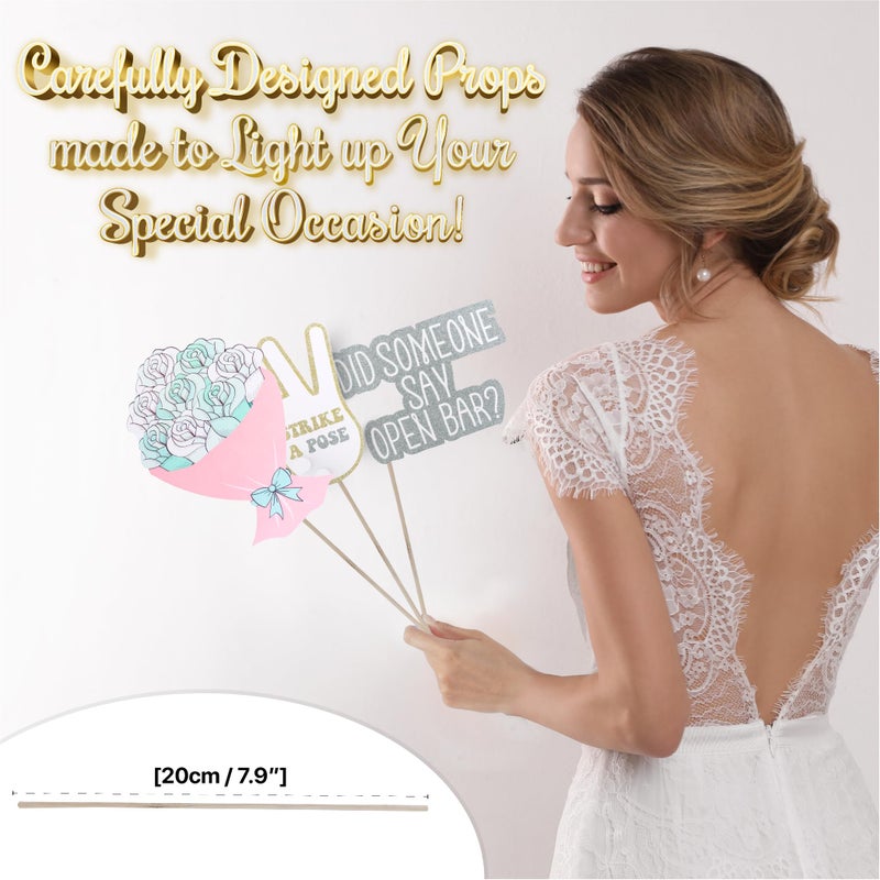 SOUL SHIFT - 60PCs Pastel Themed Wedding Photo Booth Props - Pre-Assembled - Elegant Wedding & Reception Party Props - Funny Props - Real Glitter - Bridal PhotoBooth - Image 4