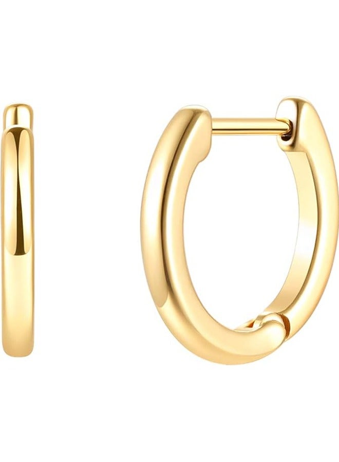 ميفيكو ميفكو  المرأة Huggie أقراط الذهب هوب النائم 14K الذهب شغل صغيرة بسيطة اليدوية هيبوالرجينيك مجوهرات اليومية - Image 1