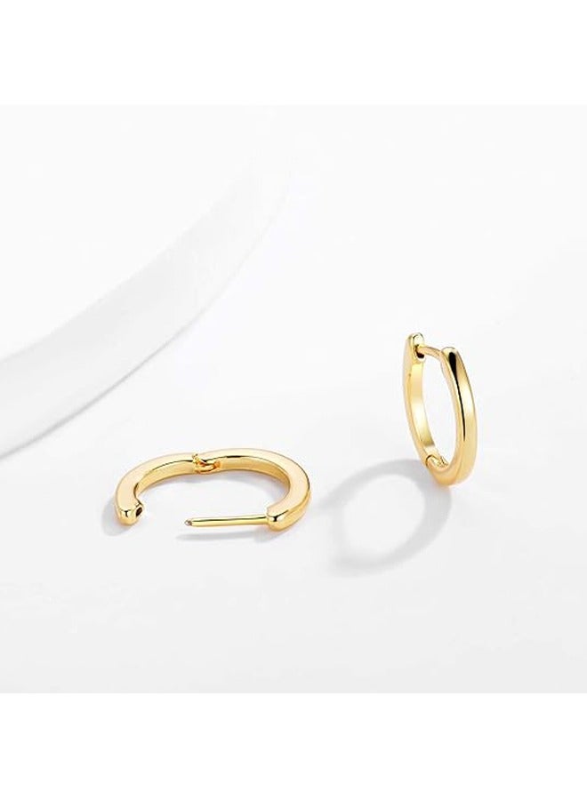 ميفيكو ميفكو  المرأة Huggie أقراط الذهب هوب النائم 14K الذهب شغل صغيرة بسيطة اليدوية هيبوالرجينيك مجوهرات اليومية - Image 4