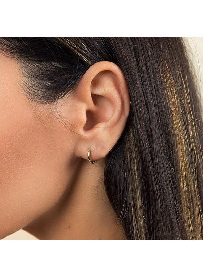 ميفيكو ميفكو  المرأة Huggie أقراط الذهب هوب النائم 14K الذهب شغل صغيرة بسيطة اليدوية هيبوالرجينيك مجوهرات اليومية - Image 2