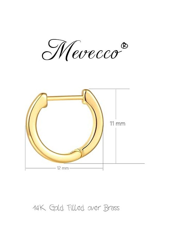 ميفيكو ميفكو  المرأة Huggie أقراط الذهب هوب النائم 14K الذهب شغل صغيرة بسيطة اليدوية هيبوالرجينيك مجوهرات اليومية - Image 3