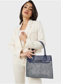 ELLA Womens Satchel With Fabric Contrast 