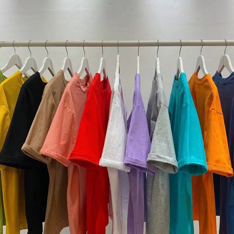 26 Pure Cotton Summer Hong Kong Style Round Neck Solid Color Short-sleeved T-shirt Loose ins Fashion Brand Half-sleeved Casual Half-sleeved Top - Image 3