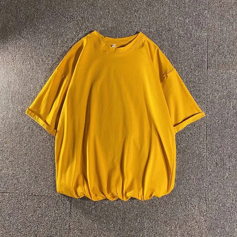 26 Pure Cotton Summer Hong Kong Style Round Neck Solid Color Short-sleeved T-shirt Loose ins Fashion Brand Half-sleeved Casual Half-sleeved Top - Image 1