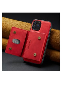 DGMING Wallet Case Compatible with iPhone 13 Pro Max DG-MING Premium Leather Phone Case Back Cover Magnetic Detachable with Trifold Wallet Card Holder Pocket for iPhone 13 Pro Max (Red)  - Image 4