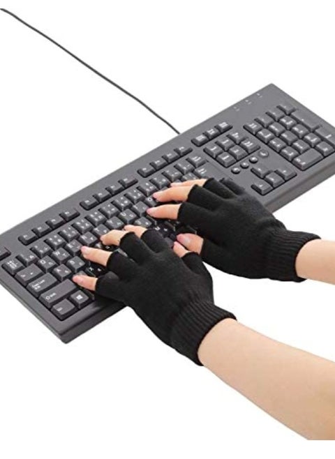 Half fingers gloves for mobile usages, winter wool gloves