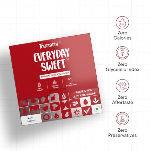 Trunativ Everyday Sweet | Monkfruit Sweetener Powder | Zero-Calorie Sugar Substitute | 1:1 Sugar Replacer for Cooking & Baking | Keto & Diabetic Friendly | 240 Sachets-960g (Pack of 4). - Image 5