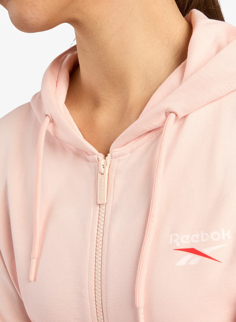 Reebok Pure Pink Id Small Logo Full Zip Hoodie for Women | Best Price UAE
