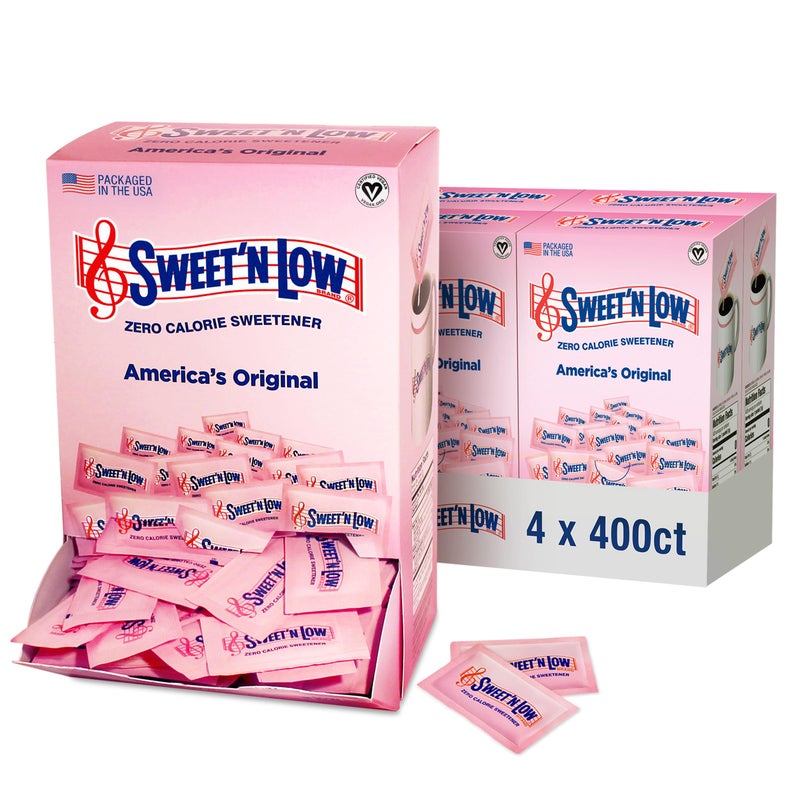 SWEET'N LOW Sweet’N Low Zero-Calorie Sweetener | Contains Saccharin, Sugar Substitute, Keto, Vegan, Gluten-Free | Great for Cooking, Baking, Coffee, Tea, Hot/Cold Beverages | 400 Packets (4 Pack) - Image 1