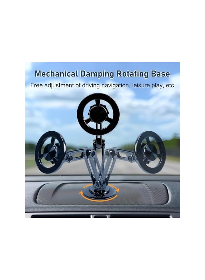 Green Tiger Universal 360° PRO Magnetic Suction Phone Holder for Car, Alloy Folding Magnetic Dashboard Mount with Super Strong Magnet for All Smartphones (Black) - Image 4