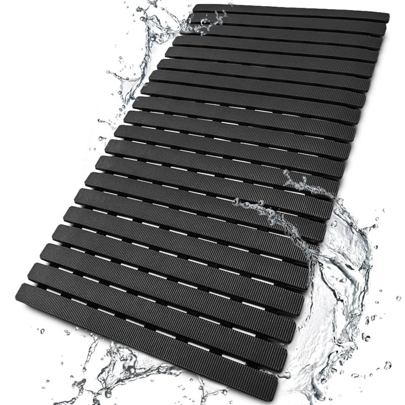 BEMISO BEMISO Shower Mat Non Slip Bathtub Mat with Suction Cups and Drain Holes 275 x157 Inch Bath Mat for Tub  ShowerEasy DryEasy to CutEcoFriendly