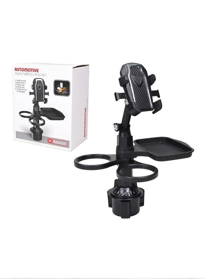 Car Cup Holder Tray, 4-in-1 Adjustable Food Table Tray, Car Cup Holder Expander with 360° Rotatable Phone Holder, Extra Beverage Cup Holder, 4 Expandable Bases for Stability, Road Trip Essentials - Image 5