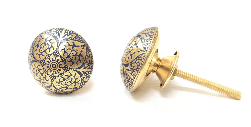 Artshai Multi Color Beautiful Design Brass knobs.Set of 6 pcs(Size:6.5x4x4 CM) (6) - Image 3