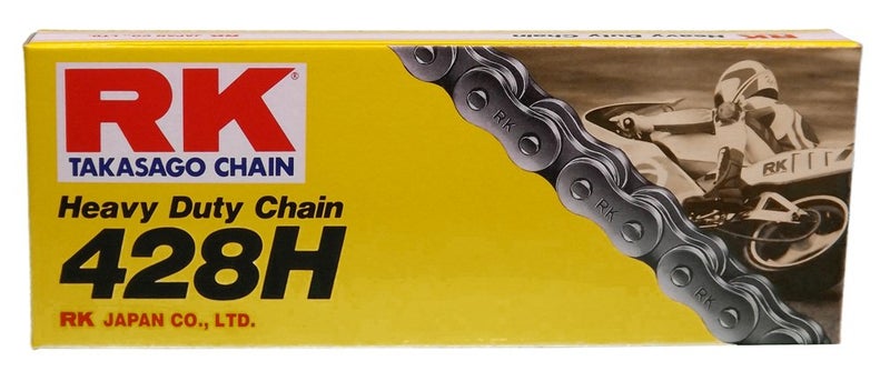 RK Racing Chain سلسلة RK Racing M428H-120 (سلسلة 428) 120 وصلة سلسلة قياسية غير O-Ring مع وصلة توصيل - Image 1