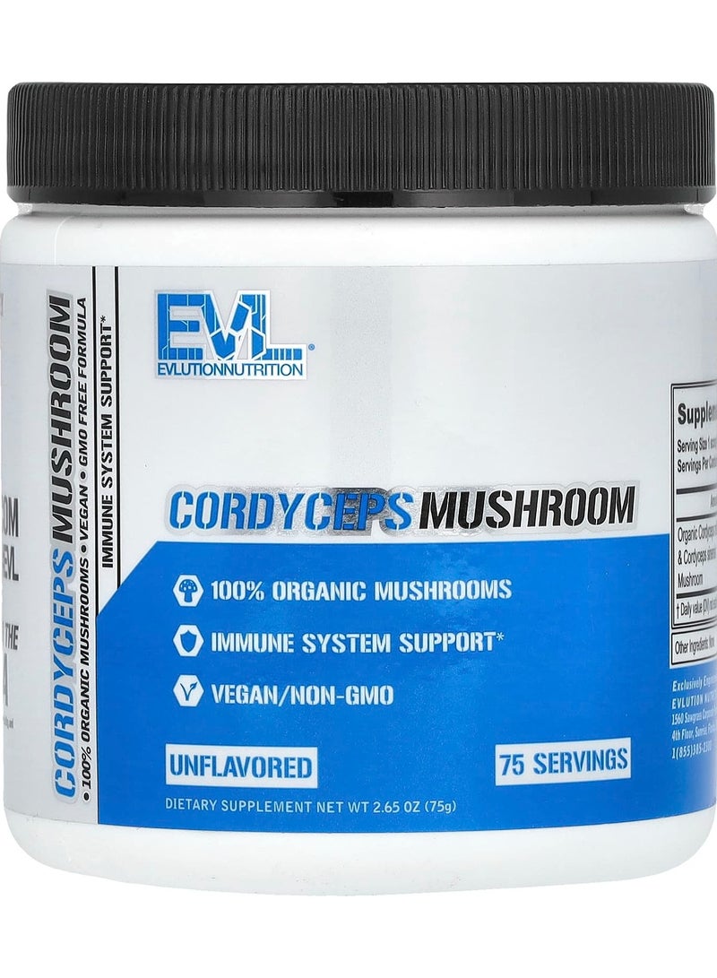 EVLUTION NUTRITION Cordyceps Mushroom, Unflavored, 2.65 oz (75 g)