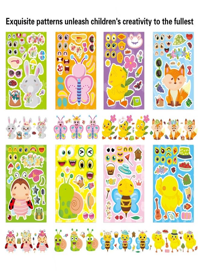 DUJAA 24 Sheets Spring Stickers for Kids Toddlers, Make Your Own Stickers 8 Designs of Animal Chicken Fox Rabbit Bee Butterfly, Easter Stickers Spring Party Supplies Teachers Classroom Reward - Image 5