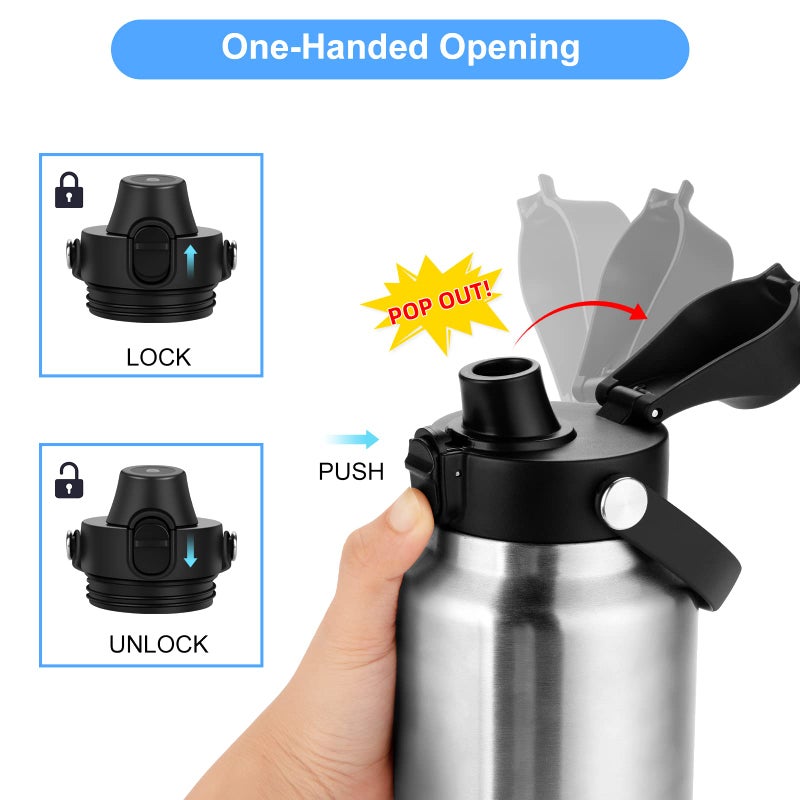 BIJISI BIJISI Auto Spout Lid for YETI Rambler Bottles, Fits 18/26/36/64 oz Bottles, Chug Replacement Lid Cap with Push-Button Lid and Flexible Handle  - Image 2