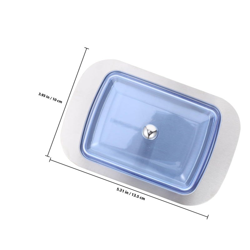 Reusable Stainless Steel Butter Box With Blue Lid For Kitchen Counter Storage - Image 3