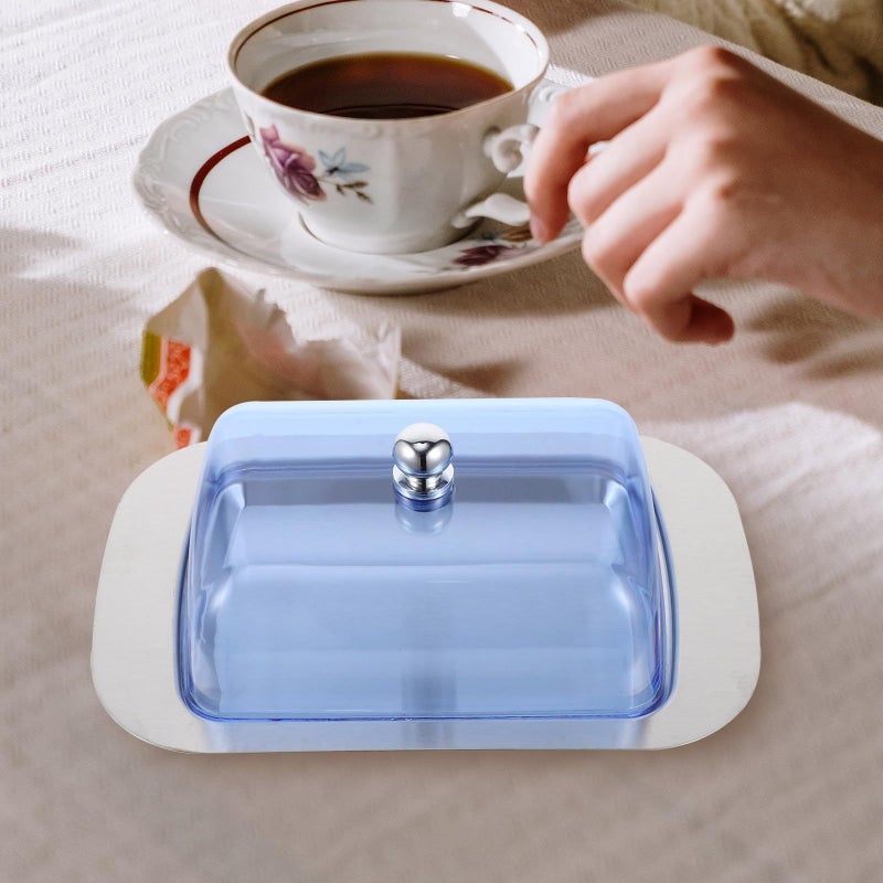 Reusable Stainless Steel Butter Box With Blue Lid For Kitchen Counter Storage - Image 5
