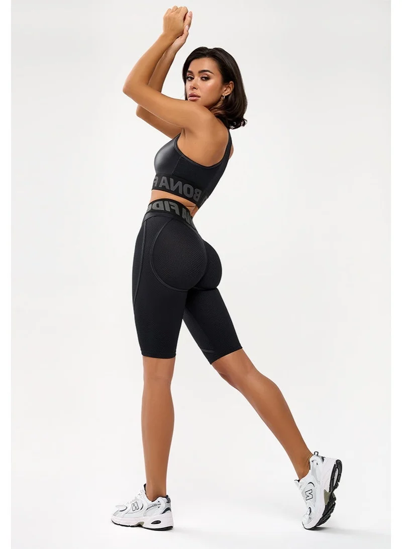 Bona Fide Cycling Extra Black Skin Bona Fide Premium Quality High Waist Biker Shorts for Women with Push Up - Womens Shorts for Gym, Workout for Women | Best Price UAE