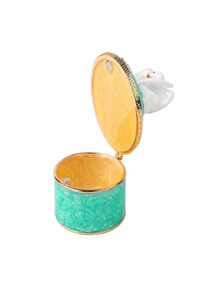 Furuida Swan Trinket Box Hinged Crystal Enameled Ornament Decorative Jewelry Ring Store Box Hand-Painted Craft Gifts for Home Decor (Green) - Image 3