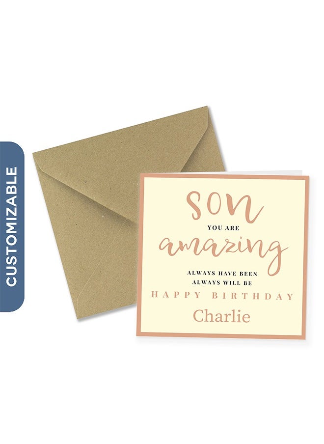 Share the Love Son you are Amazing Personalised Happy Birthday Greeting Card  - Image 1