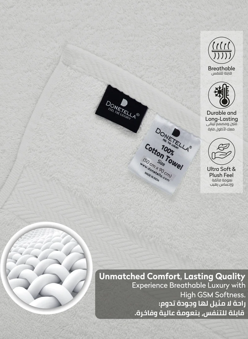 Donetella 2-Pcs Hand Towel Set (50x90cm) - Premium 100 % Combed Cotton 600 GSM Super Soft Hand Towel, Highly Absorbent, Quick Dry,Best Towel for Bathroom, Spa And Hotel.