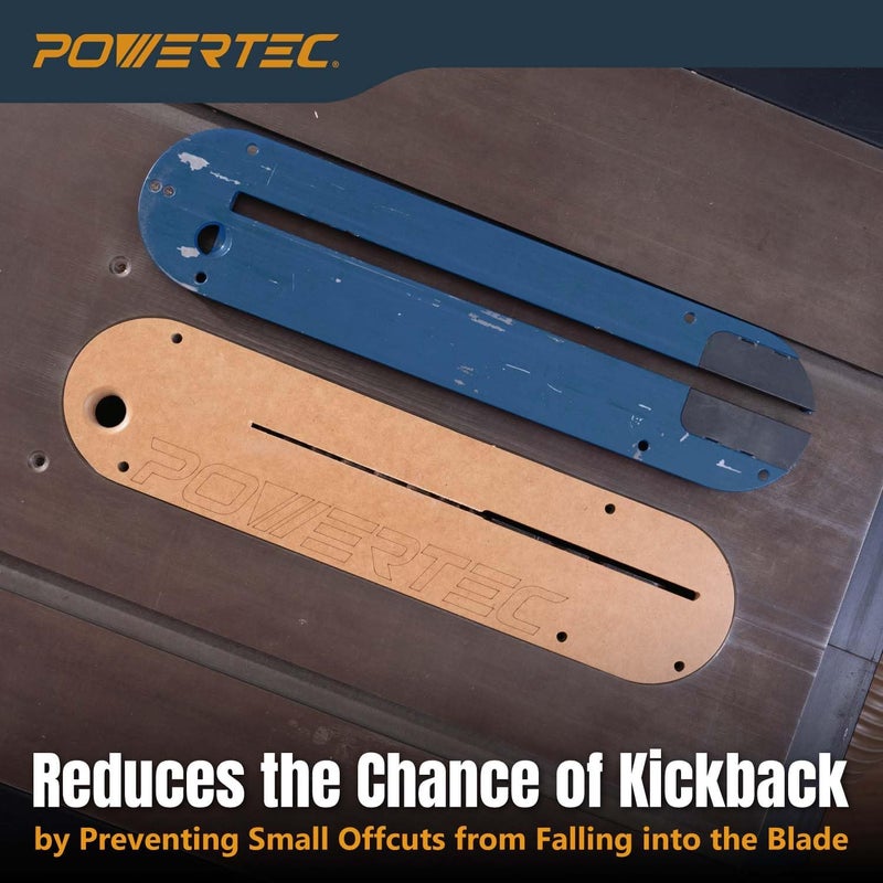 POWERTEC Zero Clearance Table Saw Insert 3-Pack – Fits Delta 36-725, 36-725T2, 36-5152, 36-5000, 36-5000T2 – MDF Throat Plate for Cleaner Cuts, Kickback Prevention, Easy Installation (72228) - Image 4