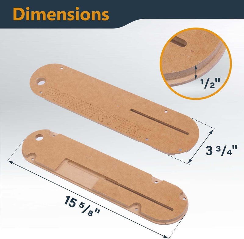 POWERTEC Zero Clearance Table Saw Insert 3-Pack – Fits Delta 36-725, 36-725T2, 36-5152, 36-5000, 36-5000T2 – MDF Throat Plate for Cleaner Cuts, Kickback Prevention, Easy Installation (72228) - Image 2