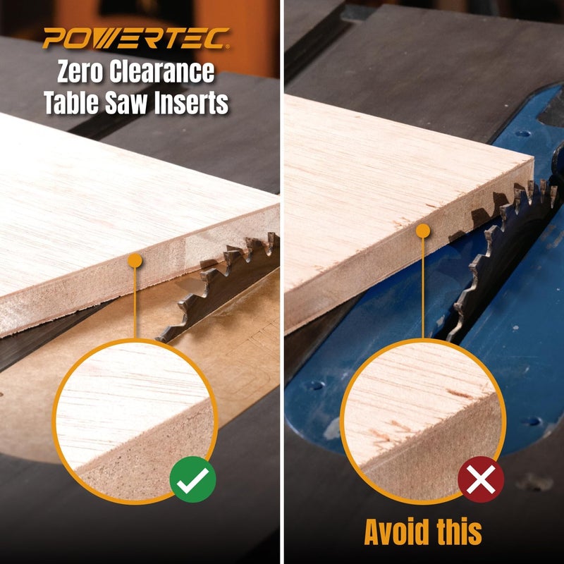 POWERTEC Zero Clearance Table Saw Insert 3-Pack – Fits Delta 36-725, 36-725T2, 36-5152, 36-5000, 36-5000T2 – MDF Throat Plate for Cleaner Cuts, Kickback Prevention, Easy Installation (72228) - Image 5