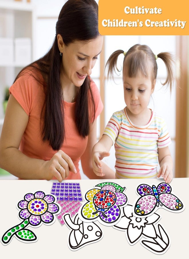atydkug Window Suncatcher Gemstone Sticker Craft Kits for Kids - Diamond 6 Sheets Flowers Gem Art Painting Kits by Numbers for Girl, Birthday Party Supplies Gifts for 6 7 8 9 10 11 12 Year Old - Image 5