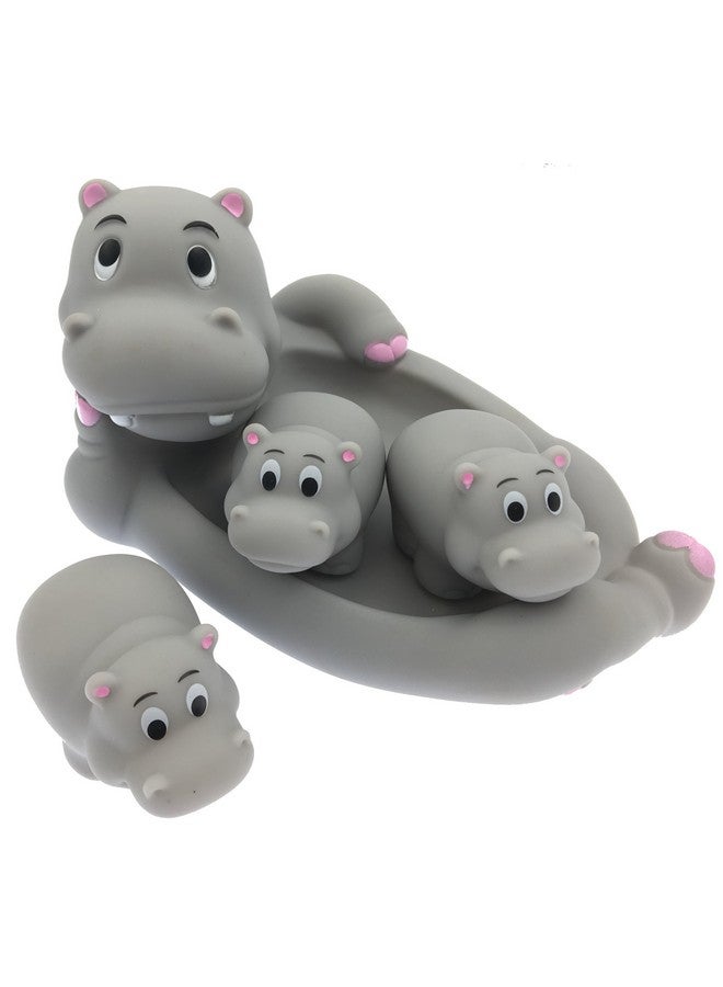 Playmaker Toys Rubber Hippo Family Set of 4 Baby Bath Toys