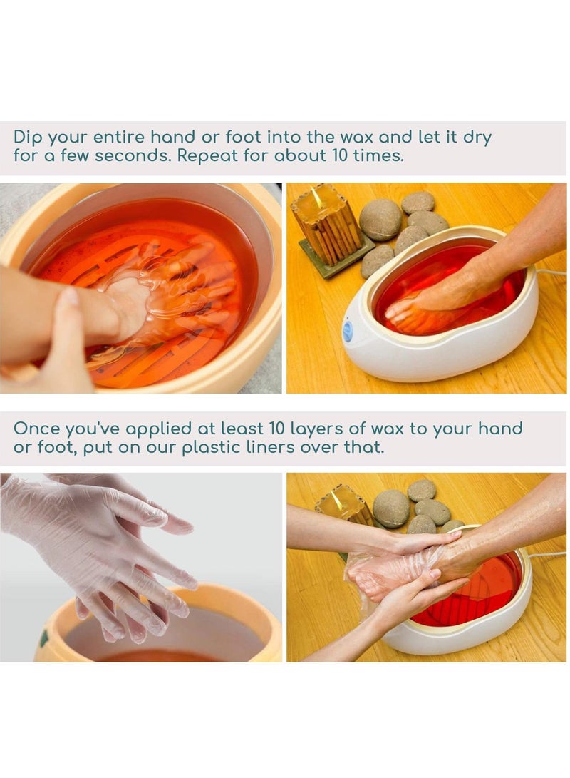 Clear Plastic Disposable Paraffin Wax Bath Liners  For Hands And Feet Pedicure Hot Wax Therapy Spa Treatment Thermal Therapy Limbs Moisturizing Covers Bags 100 Foot And 100 Hand With Fixation Stickers - Image 2