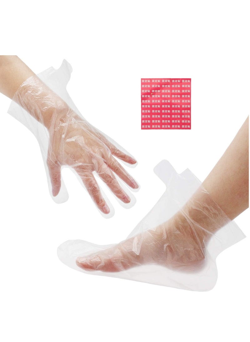 Clear Plastic Disposable Paraffin Wax Bath Liners  For Hands And Feet Pedicure Hot Wax Therapy Spa Treatment Thermal Therapy Limbs Moisturizing Covers Bags 100 Foot And 100 Hand With Fixation Stickers - Image 1