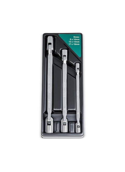 SATA ST08042 3-Piece Metric Double Flex Head Socket Wrench Set