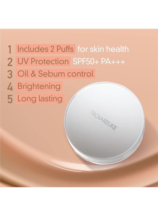 TROIAREUKE A+ Cushion Foundation (Shade 21) I Natural Coverage Foundation Makeup, Moisturizing Finish for Sensitive, Oily, Combination Skin, Skin Care Cushion I Korean Aesthetic Makeup - Image 3