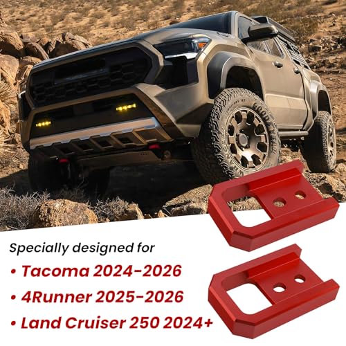 TECHPICCO Tow Hooks for Tacoma 2024-2026/4Runner 2025-2026/Land Cruiser 250 2024-2026, Car Tow Hooks Compatible with Toyota Tacoma/4Runner/Land Cruiser 250 Accessories (Red) - Image 2