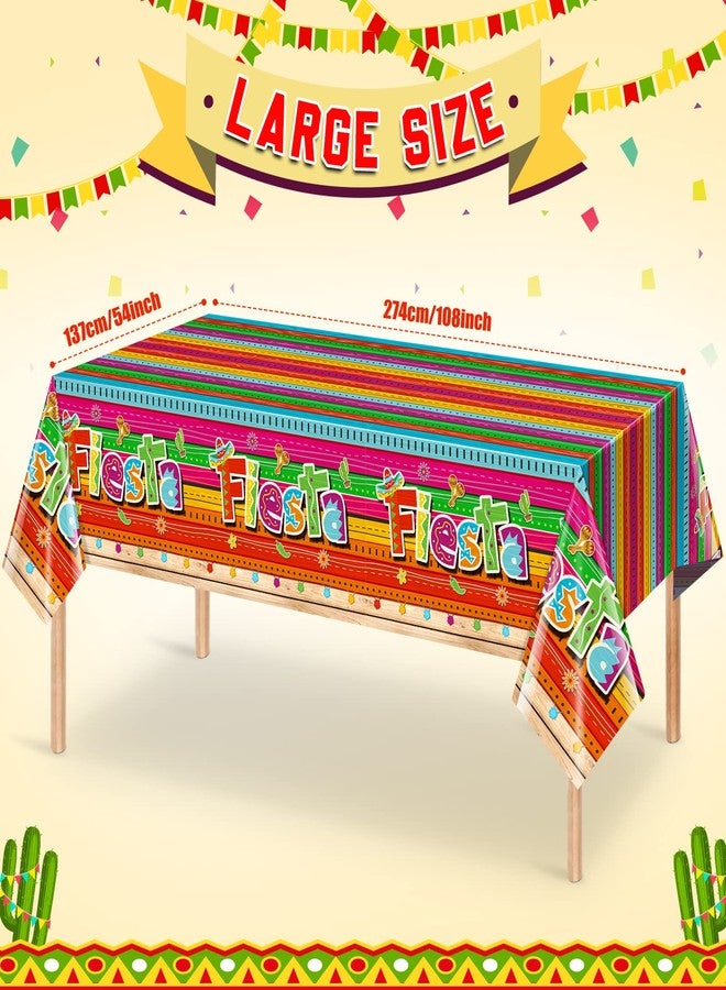 Jectivs 3 Pieces Mexican Fiesta Party Tablecloth Decorations,Plastic Cinco De Mayo Printed Table Cloth Table Cover for Fiesta Taco Night Birthday and Mexican Themed Party Supplies, 54 x 108 Inch - Image 2