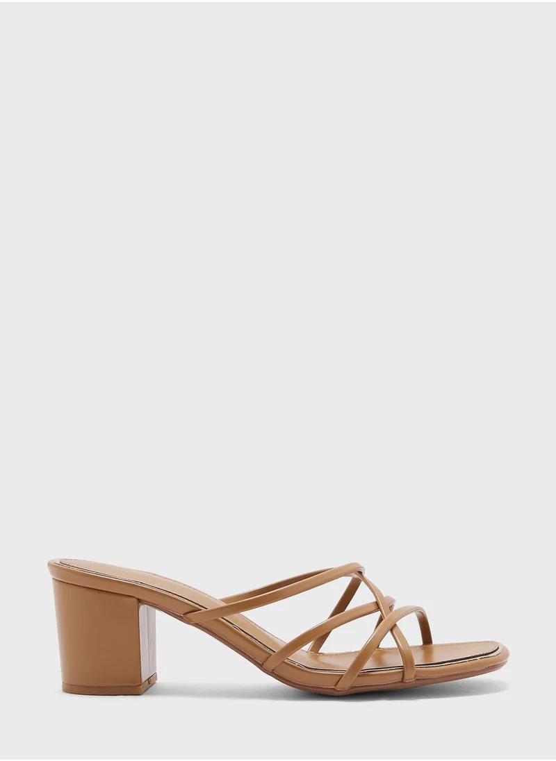 ELLA Block Heel Mule With Metallic Trim