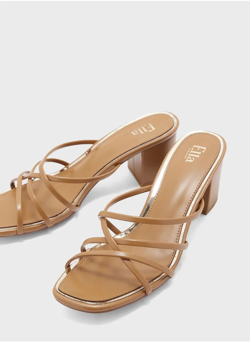 ELLA Block Heel Mule With Metallic Trim