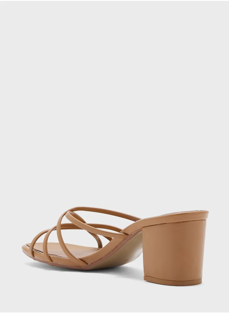 ELLA Block Heel Mule With Metallic Trim